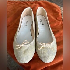 Repetto Rare Lace Floral Cream Yellow Ballet Flats sz 40.5 9.5